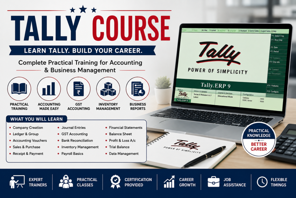 Why Choose a Tally Course? A Tally course can help learners understand computerized accounting from the basics. Instead of maintaining financial records manually, businesses can use accounting software to organize transactions and generate useful reports. Tally Course